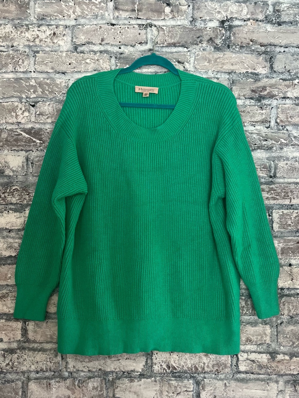 Classic Green Ribbed Crewneck Sweater by Philosophy Excellent like new condition